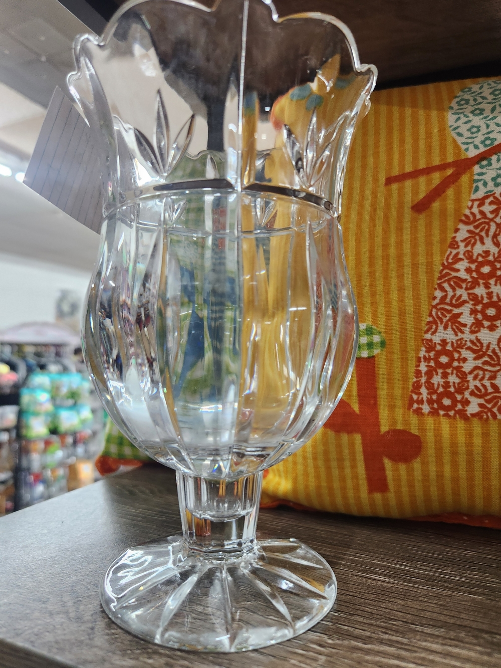 Clear Pressed Glass Tulip Vase